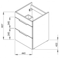 JIKA CUBE skříňka s umyvadlem 45 cm, 2 zásuvky, bílá   H4536221763001